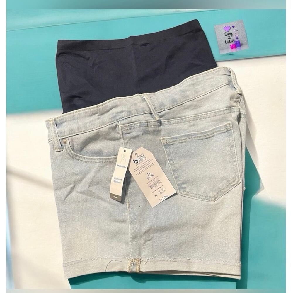 Time and Tru Maternity Bermuda Denim Shorts Womens Size M (8-10) Blue NWT